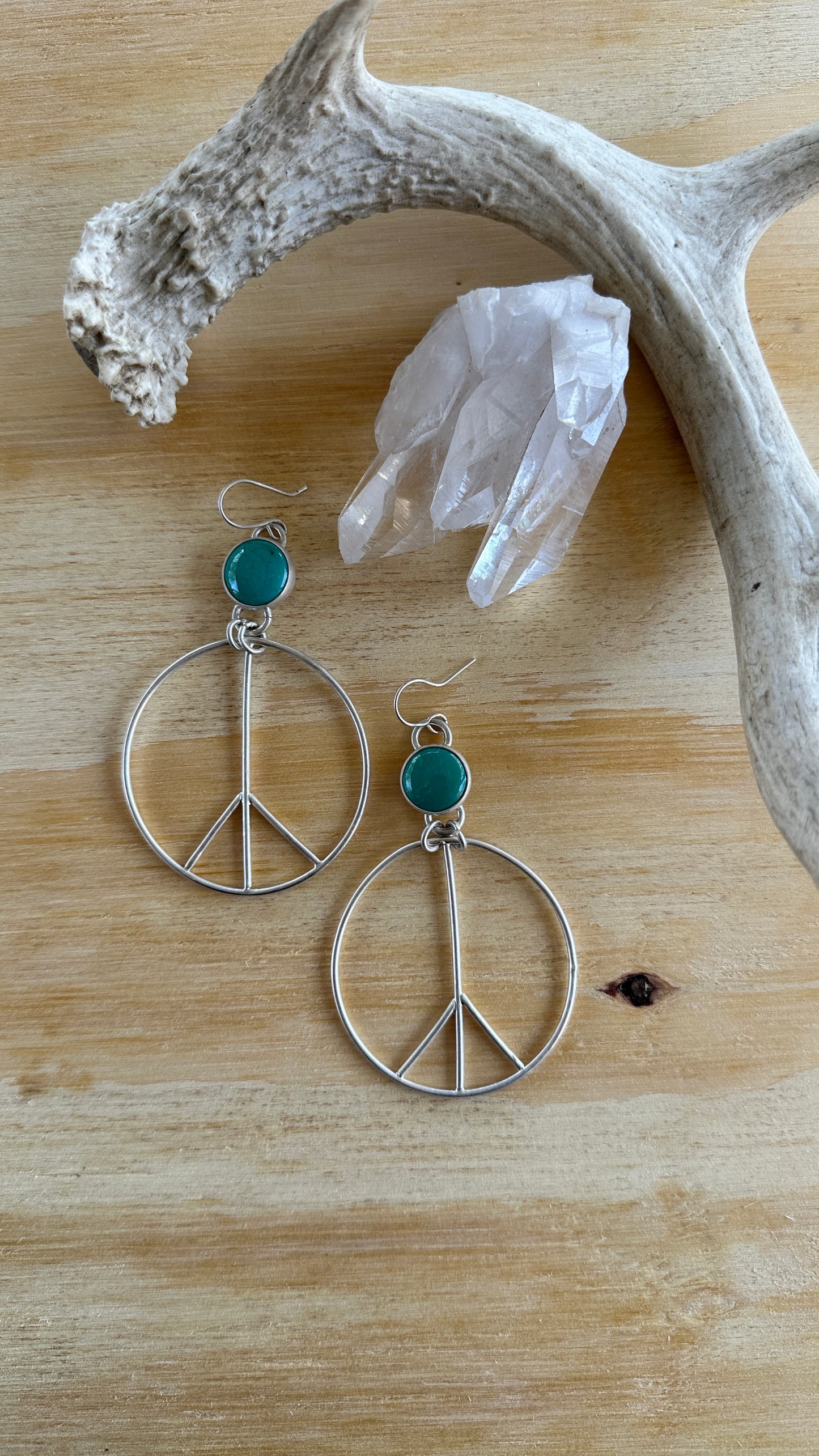 Peace and Love #3 // Turquoise Peace Sign Earrings // Heavy Metal