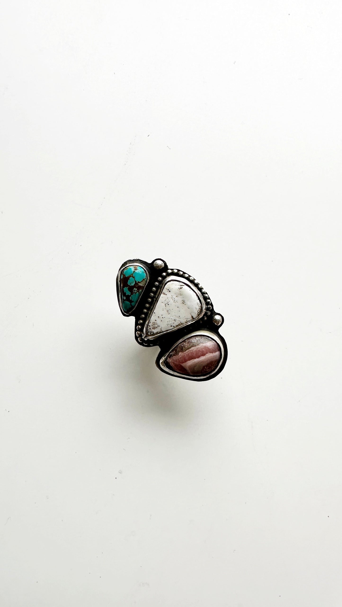 Outlaw Ring // Triple Stone Ring - Size 6.75 // Heavy Metal