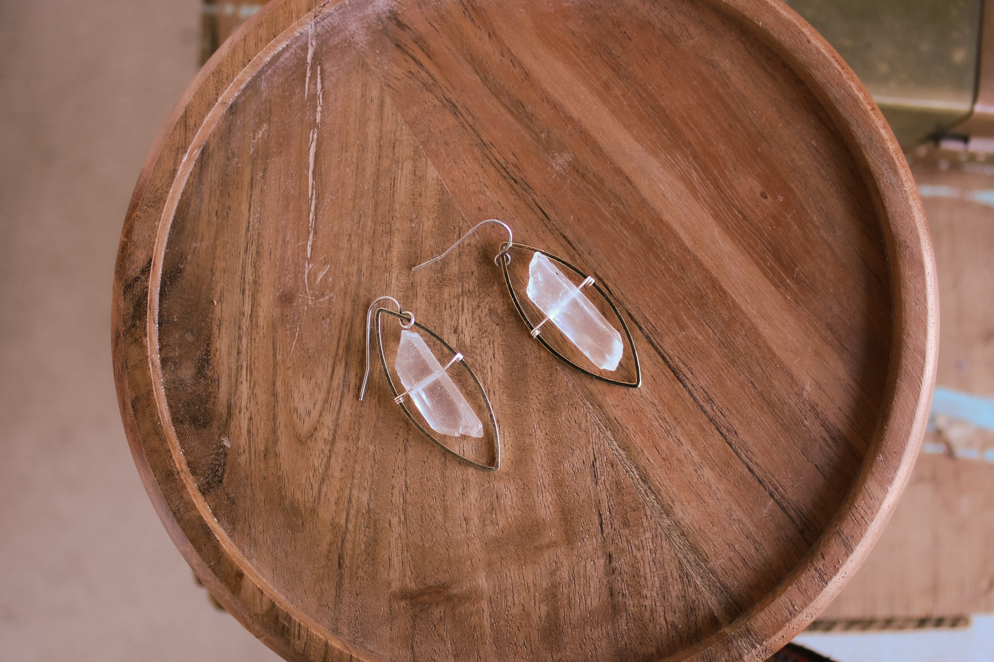 Dolly Earrings // Clear Quartz + Gold Plated