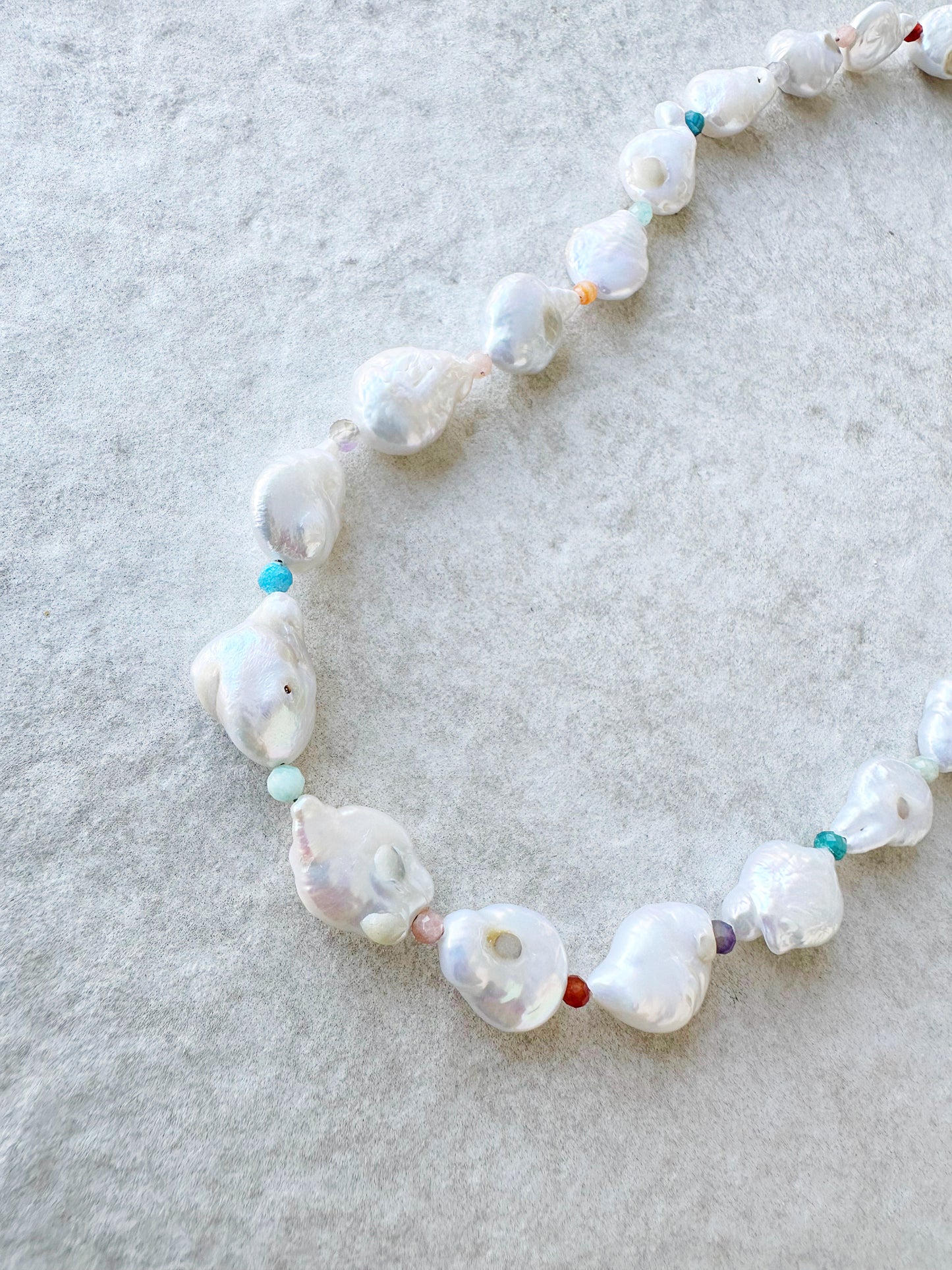 Pearl Jam // White Baroque Pearls and Mixed Gemstones