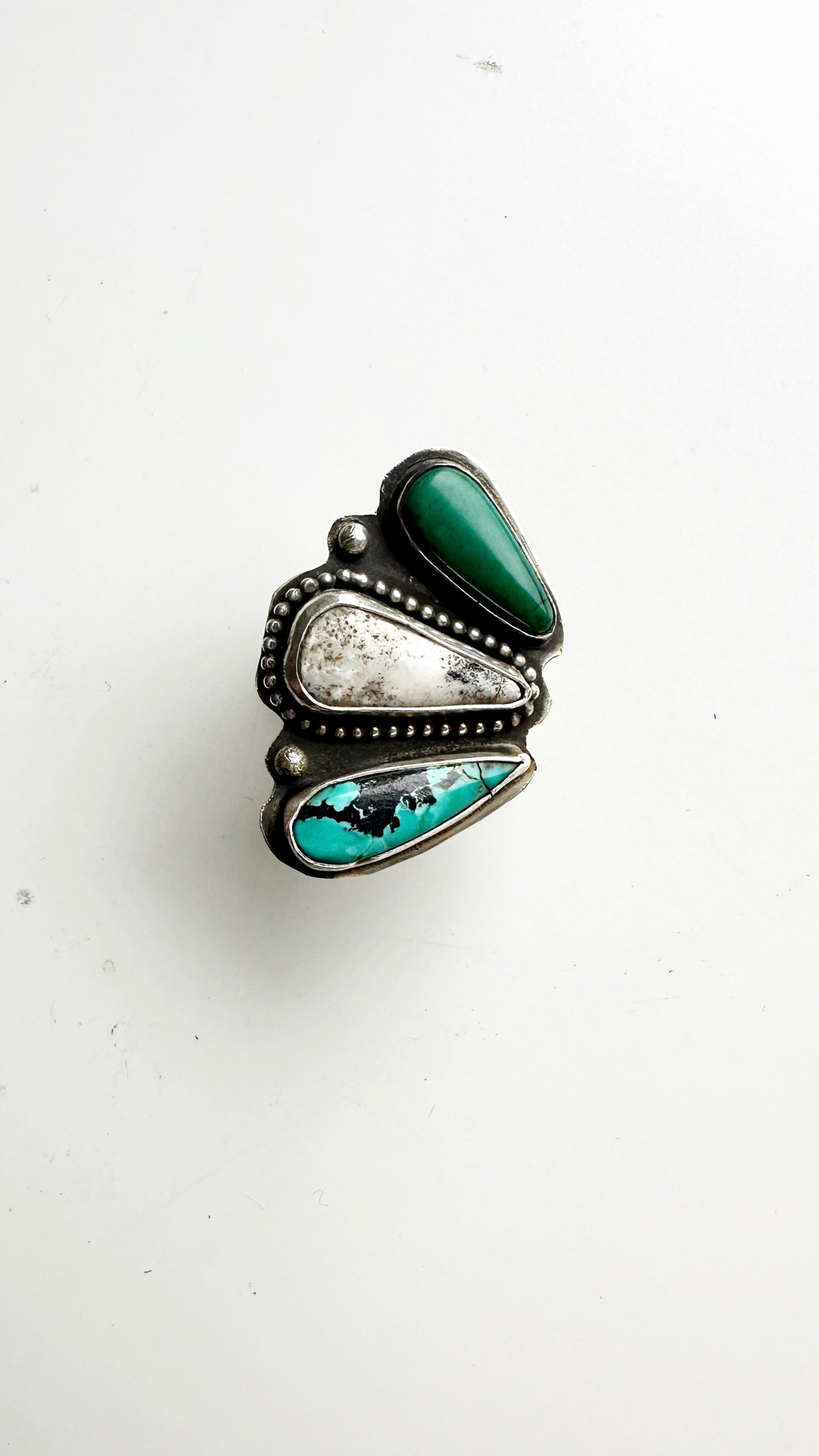 Outlaw Ring // Triple Stone Ring - Size 8 // Heavy Metal