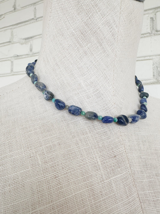 Mixed Tape necklace // Sodalite and Amazonite