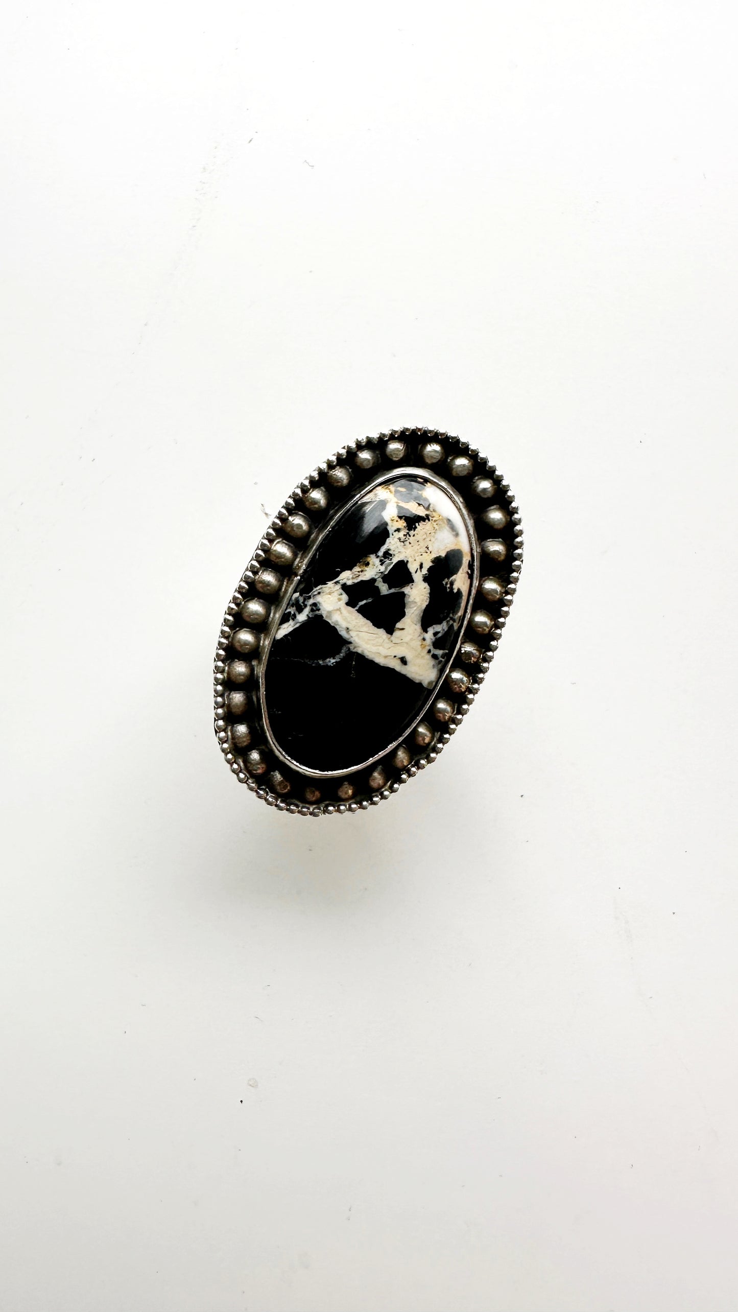 High Noon Honey // Oval - White Buffalo Turquoise Ring - Size 8 // Heavy Metal