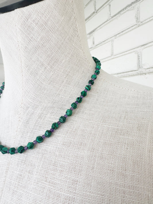 Mixed Tape necklace // Malachite and Amethyst