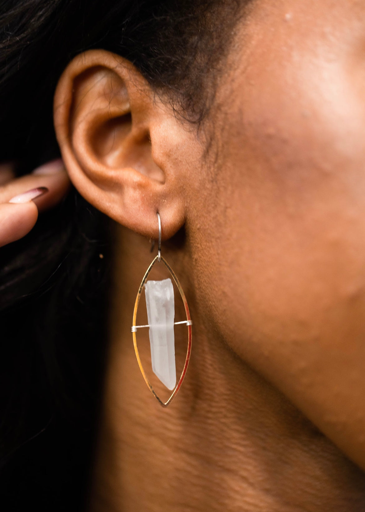 Dolly Earrings // Clear Quartz + Gold Plated