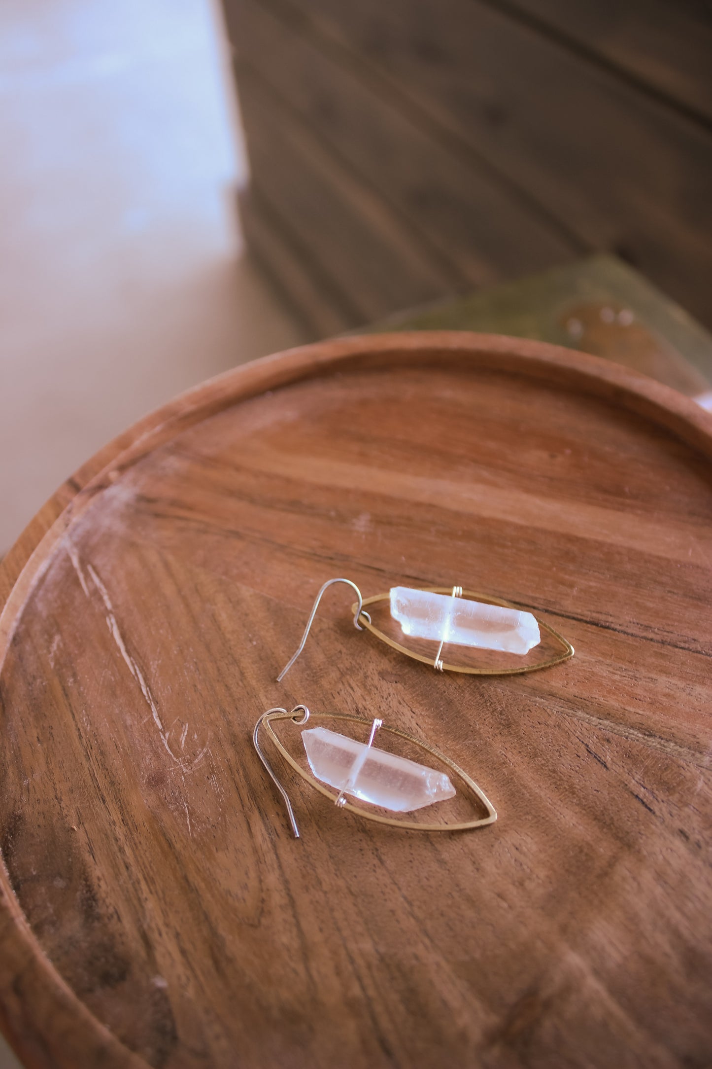 Dolly Earrings // Clear Quartz + Gold Plated