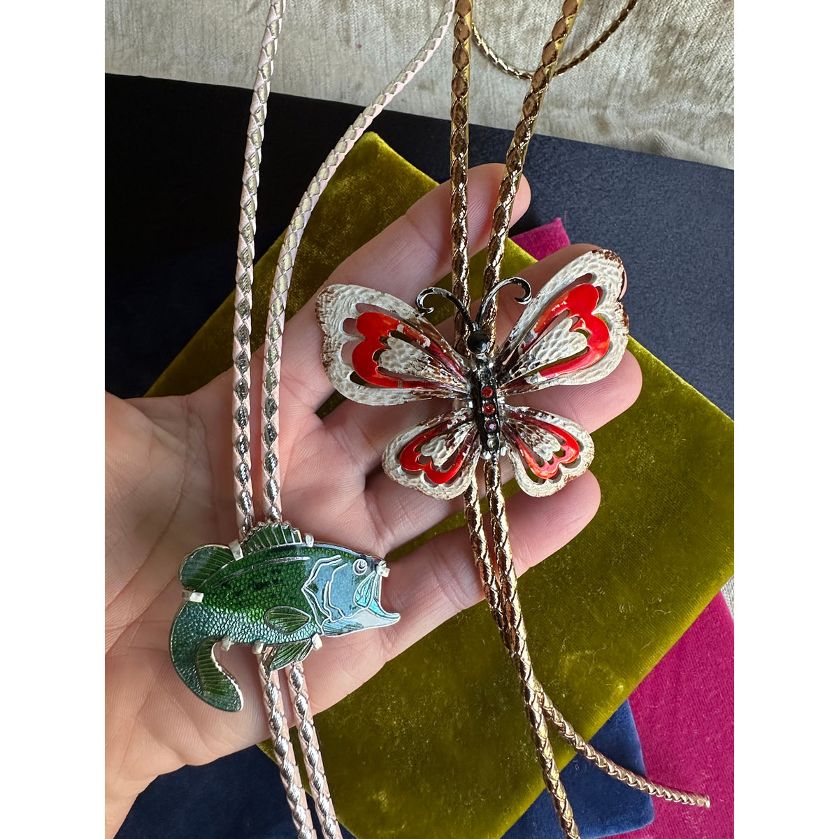 Crimson and Clover | Vintage Rhinestone Butterfly Bolo