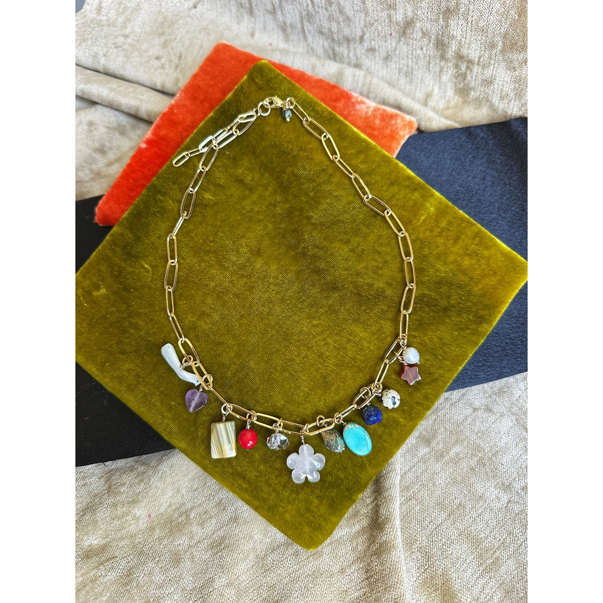 Lucky Star Necklace No. 2 | Mixed Gemstone Charm Necklace