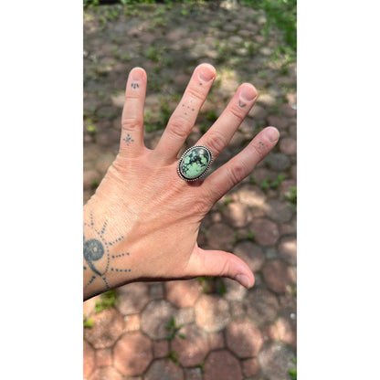 RADIOHEAD RING // Sterling Silver Oval Turquoise Ring (Size 9)
