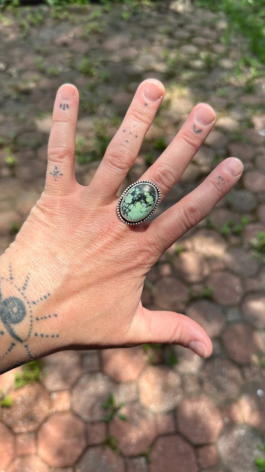RADIOHEAD RING // Sterling Silver Oval Turquoise Ring (Size 9)