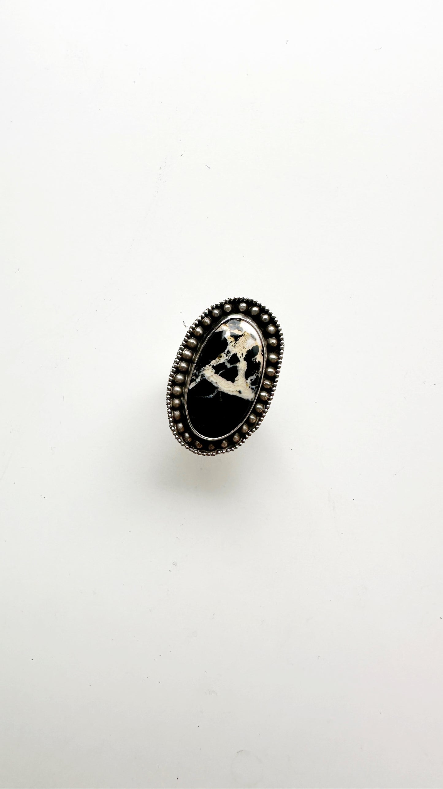 High Noon Honey // Oval - White Buffalo Turquoise Ring - Size 8 // Heavy Metal