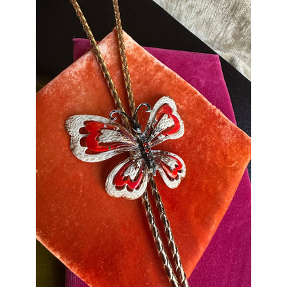 Crimson and Clover | Vintage Rhinestone Butterfly Bolo