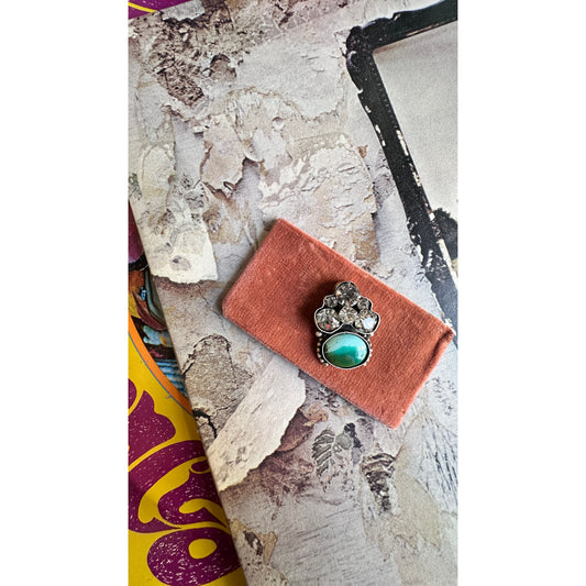 Blue Sky | Vintage Coro Rhinestone & Turquoise Statement Ring