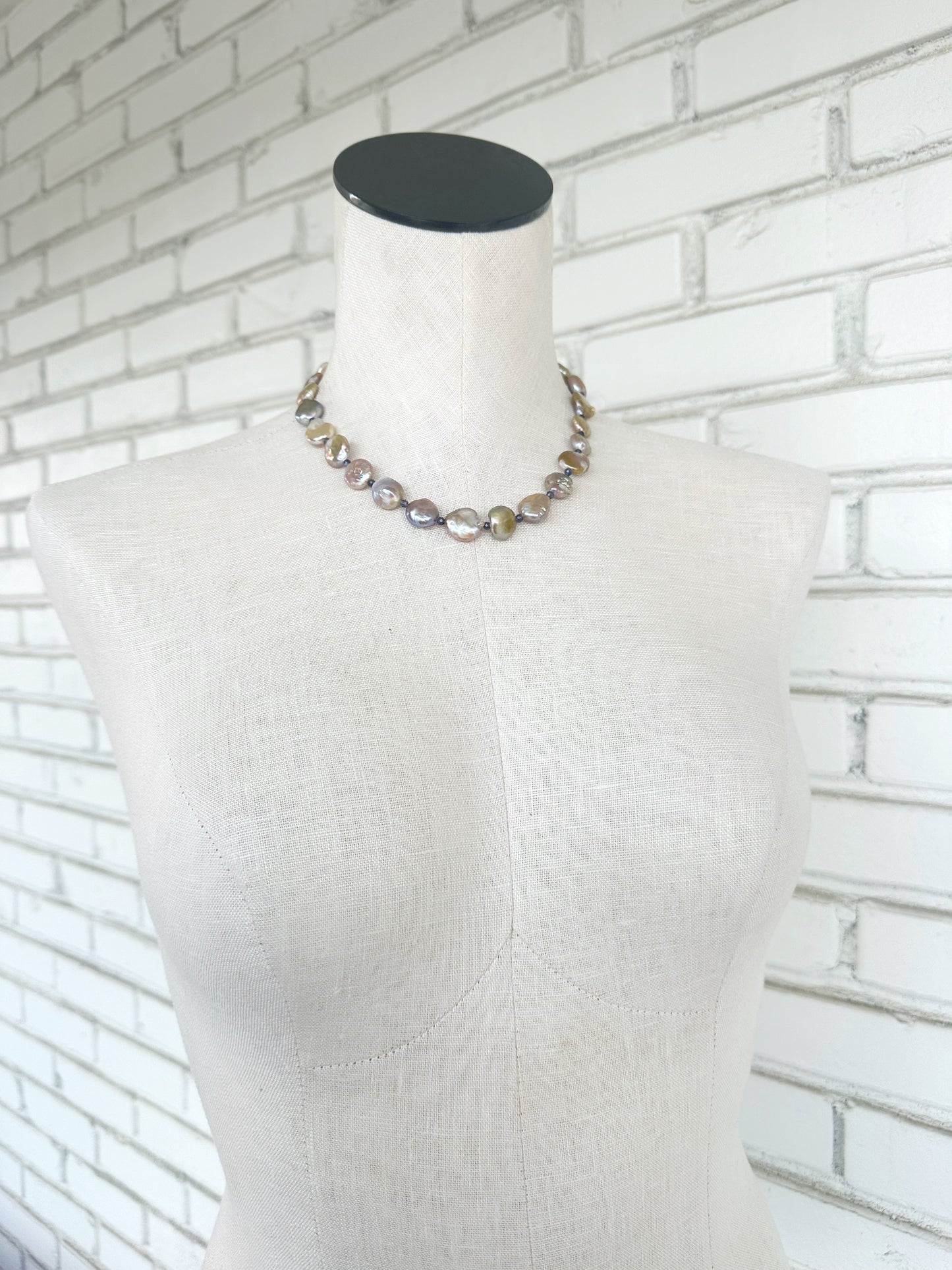Pearl Jam Necklace // Pink Baroque Pearls with Lolite