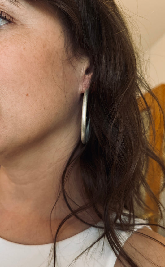 Luxe Hoops - Large - Sterling Silver // Heavy Metal