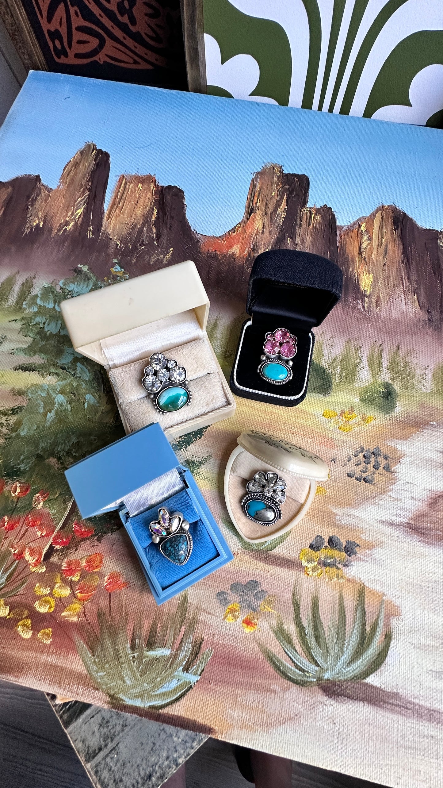 Caravan | Vintage Rhinestone & Turquoise Statement Ring