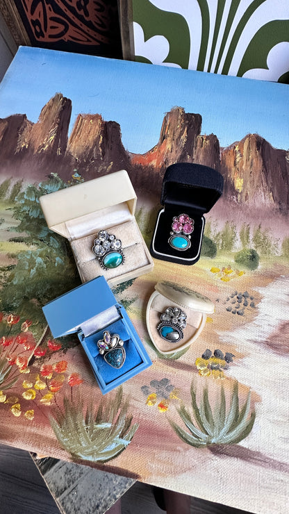 Caravan | Vintage Rhinestone & Turquoise Statement Ring