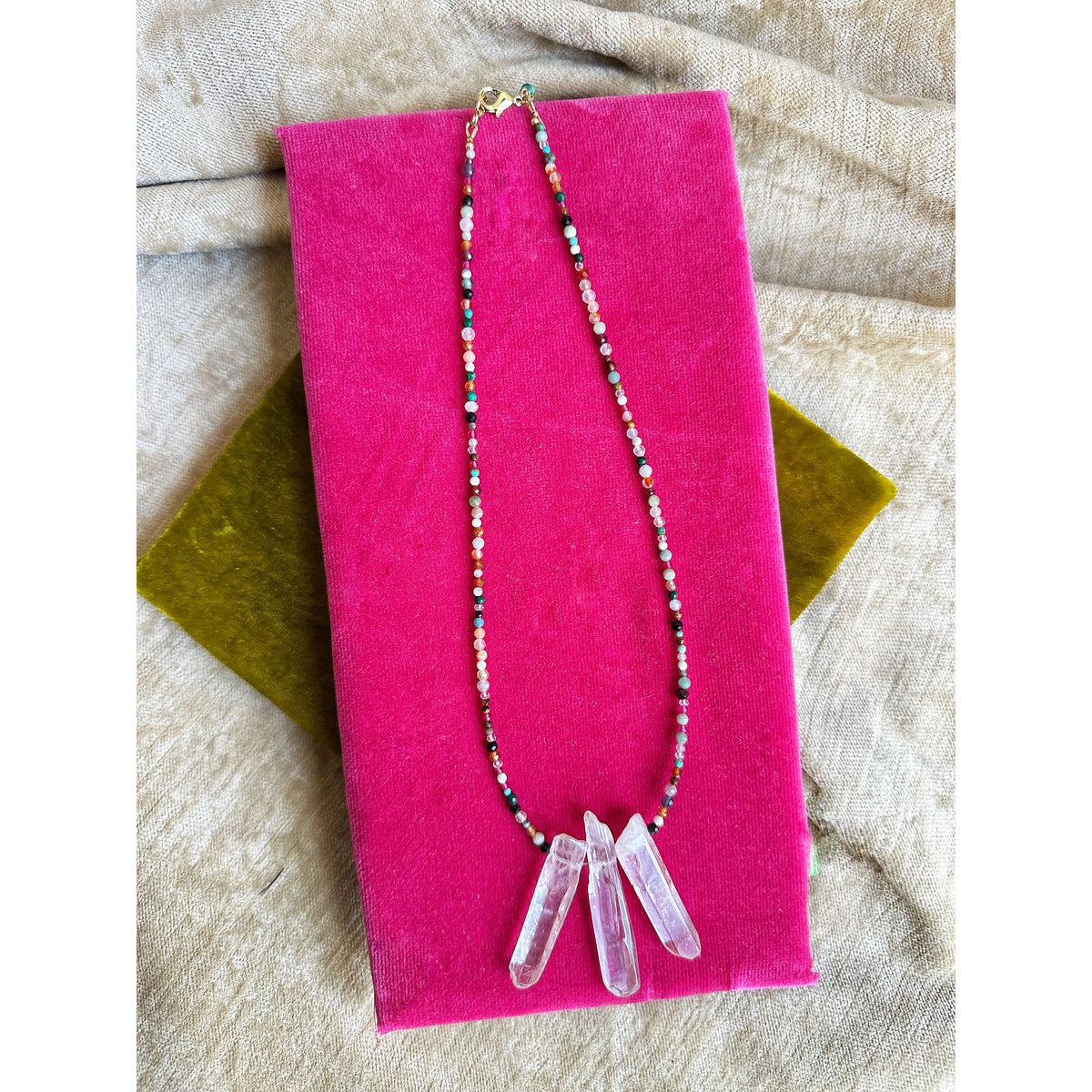 Hendrix | Mixed Gemstone & Quartz Point Necklace