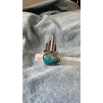 Midnight Novel Turquoise Book Ring (Size 7) | Sterling Silver Statement Ring