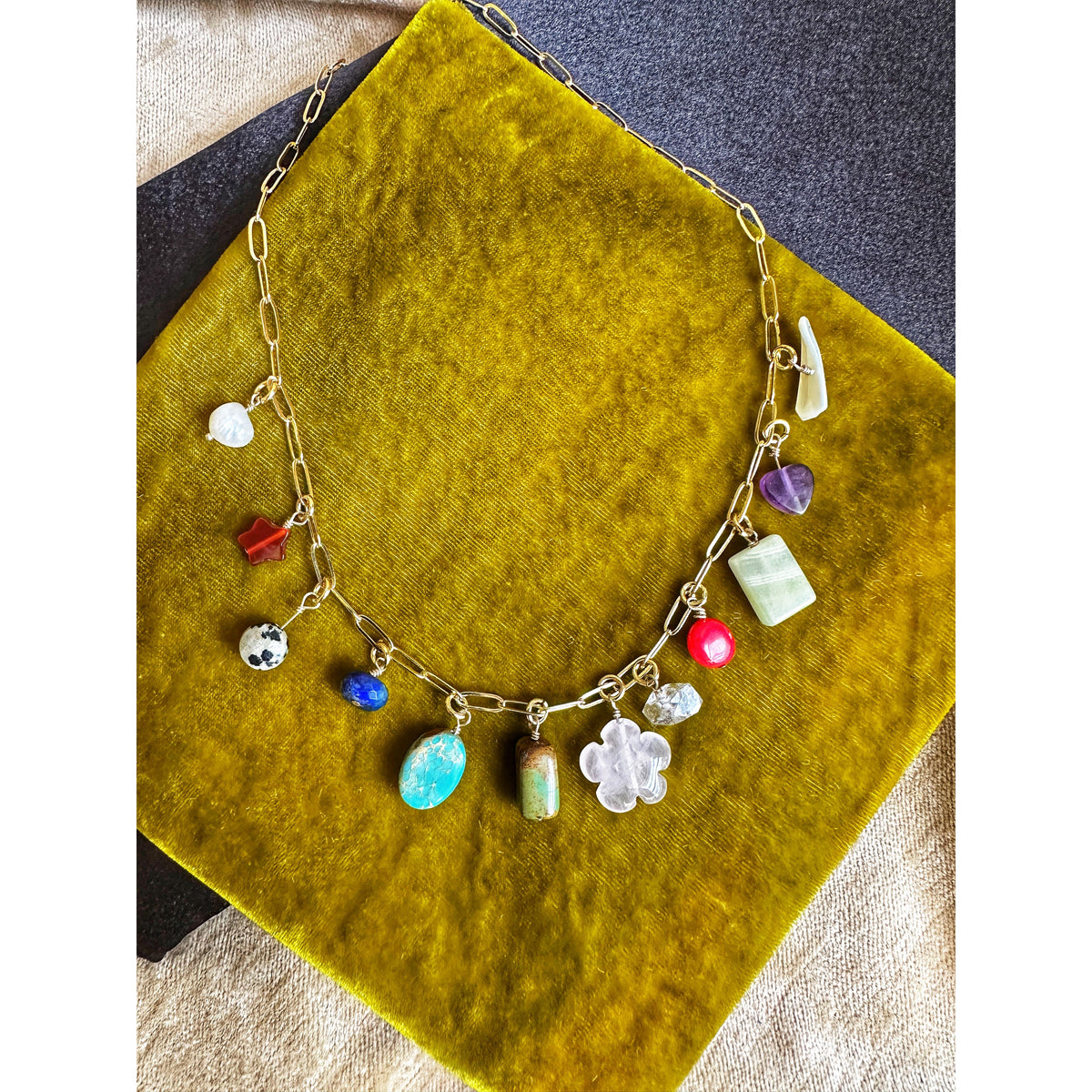 Lucky Star Necklace No. 1 | Mixed Gemstone Charm Necklace