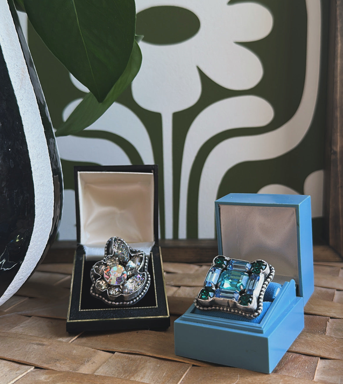 Midnight Mile | Vintage Blue Glass Statement Ring