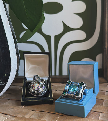 Midnight Mile | Vintage Blue Glass Statement Ring