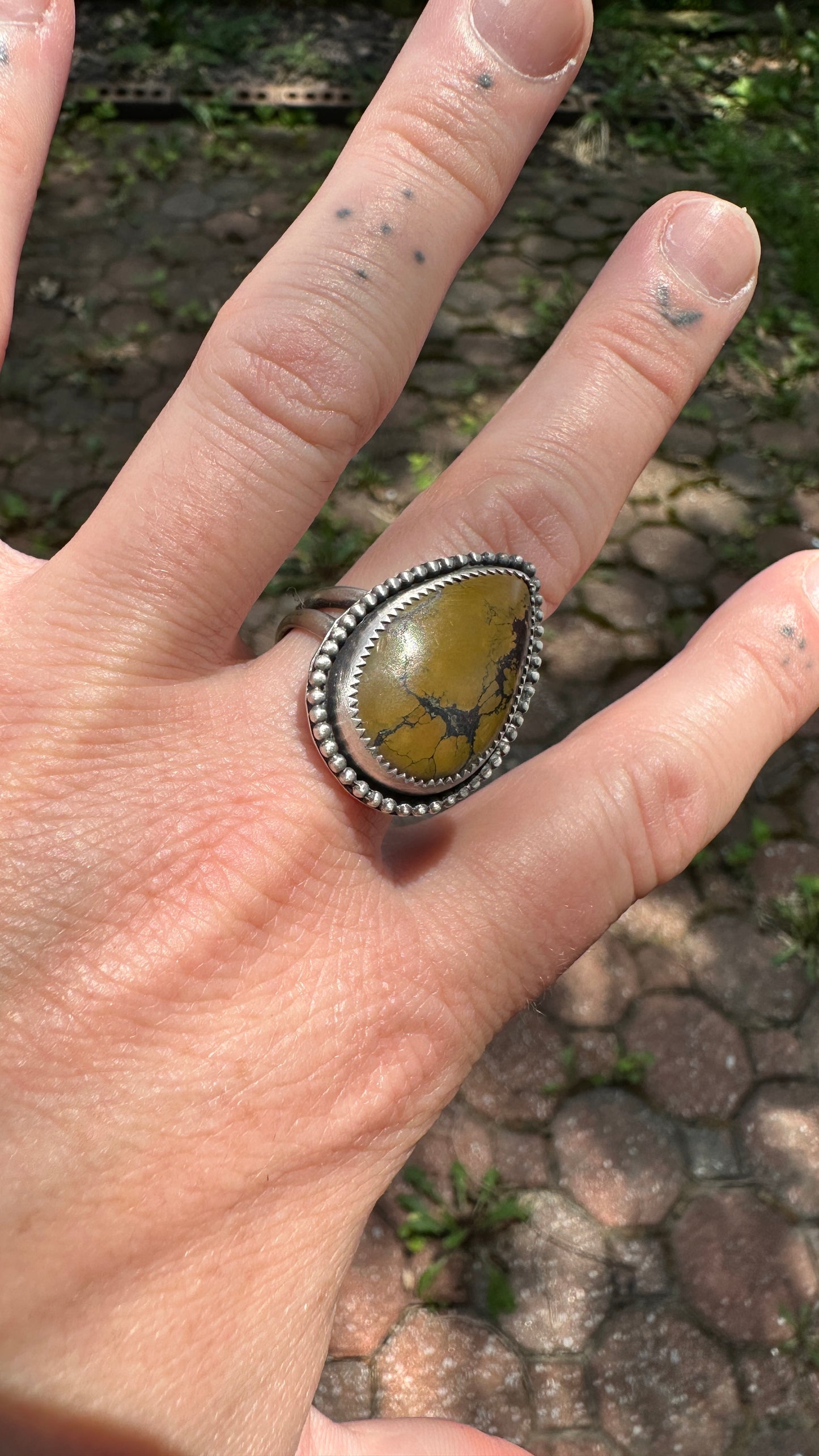 LEON RING // Sterling Silver Teardrop Turquoise Ring (Size 9)