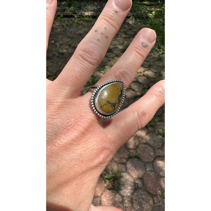 LEON RING // Sterling Silver Teardrop Turquoise Ring (Size 9)