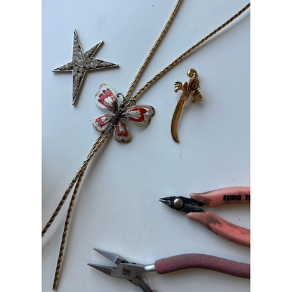 Crimson and Clover | Vintage Rhinestone Butterfly Bolo