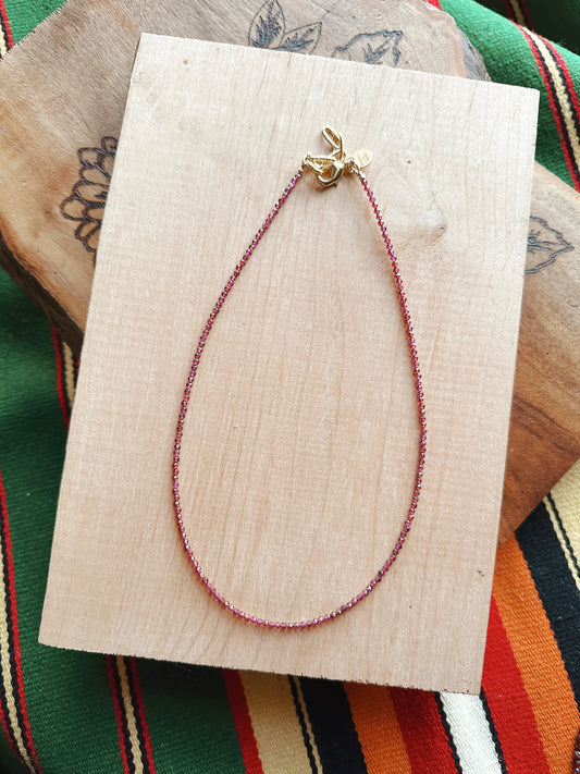 Gemstone Necklace // Garnet 2mm