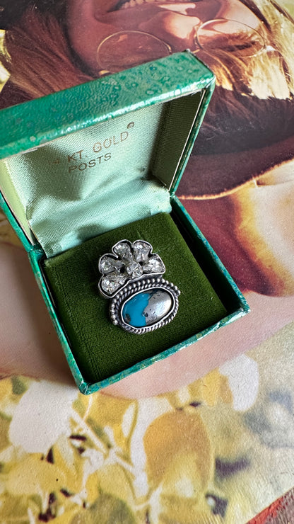 Caravan | Vintage Rhinestone & Turquoise Statement Ring