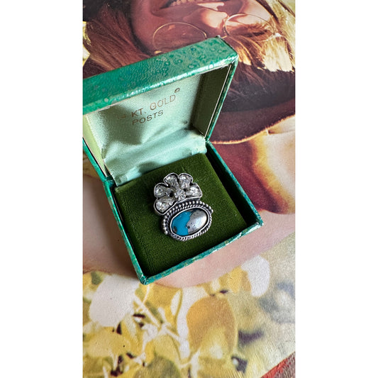 Caravan | Vintage Rhinestone & Turquoise Statement Ring