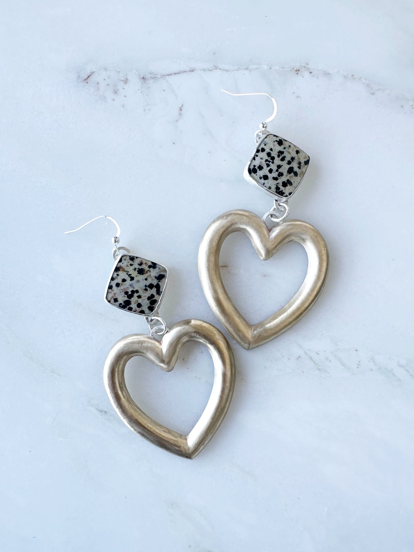 Wild Romance Heart Earrings // Dalmatian Jasper