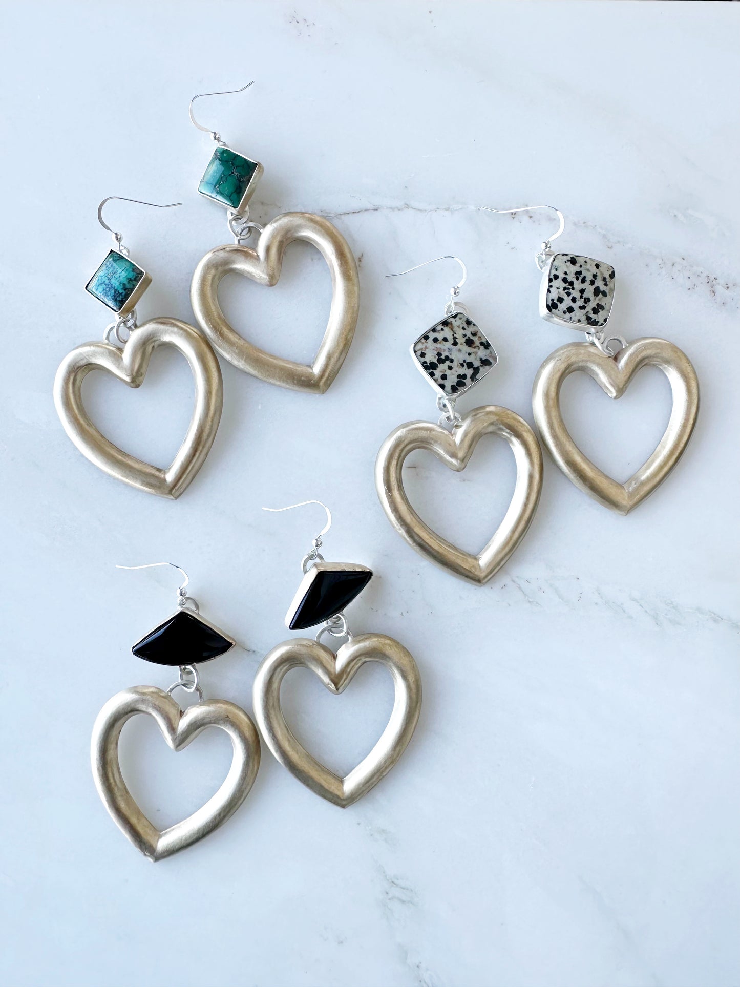 Wild Romance Heart Earrings // Dalmatian Jasper