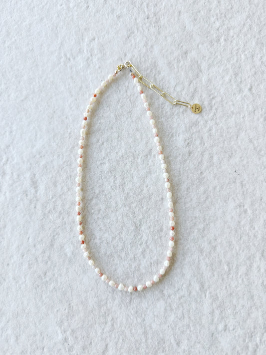 Alanis Necklace // Pearl and Pink Opal
