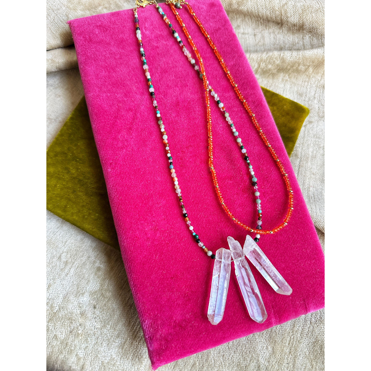 Hendrix | Mixed Gemstone & Quartz Point Necklace