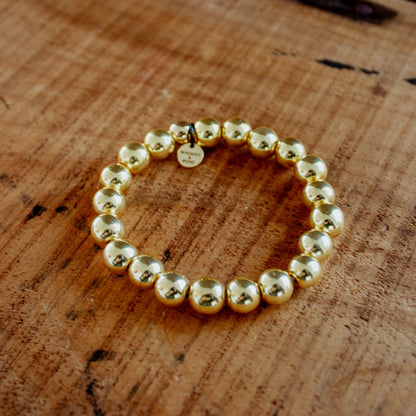 Cash Stacking Bracelet | 10mm Gold Hematite Bracelet