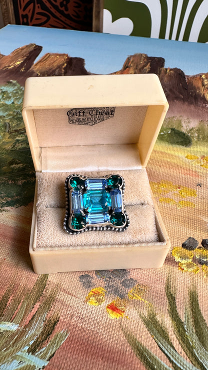 Midnight Mile | Vintage Blue Glass Statement Ring