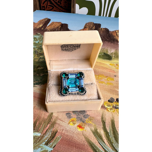 Midnight Mile | Vintage Blue Glass Statement Ring