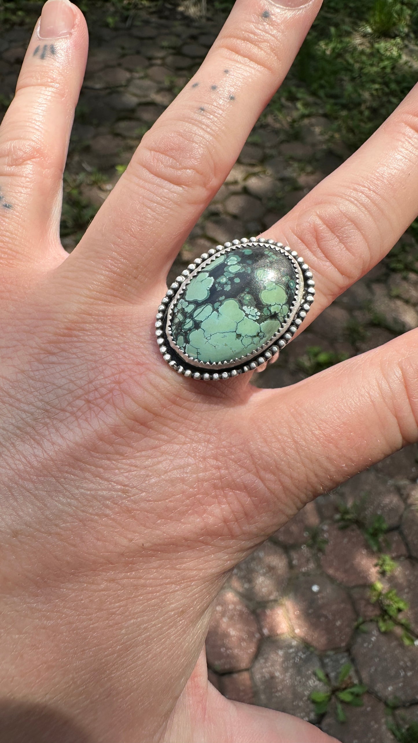 RADIOHEAD RING // Sterling Silver Oval Turquoise Ring (Size 9)