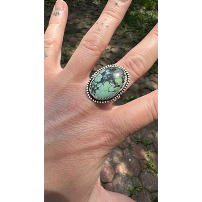 RADIOHEAD RING // Sterling Silver Oval Turquoise Ring (Size 9)