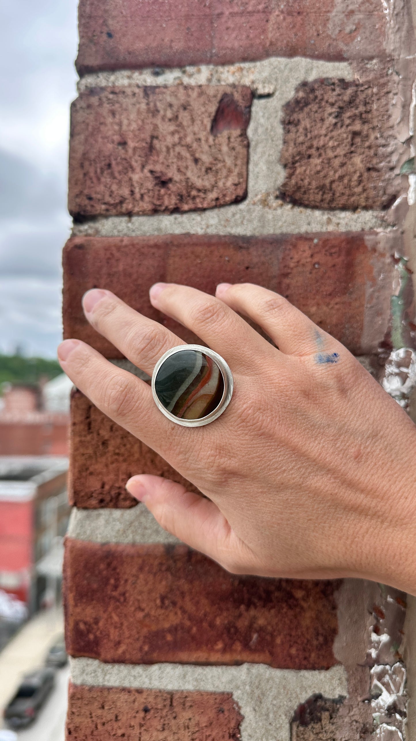 Polychrome Jasper Statement Ring