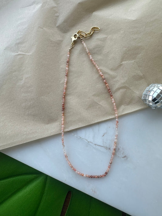 Gemstone Necklace // Sunstone 3mm beads