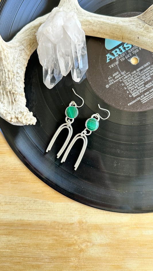 Sweet Jane // Circle Stone - Malachite Earrings // Heavy Metal