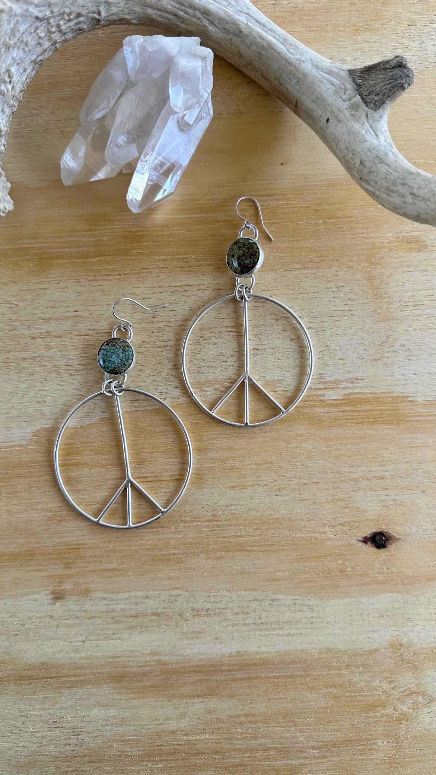Peace and Love #1 // Turquoise Peace Sign Earrings // Heavy Metal