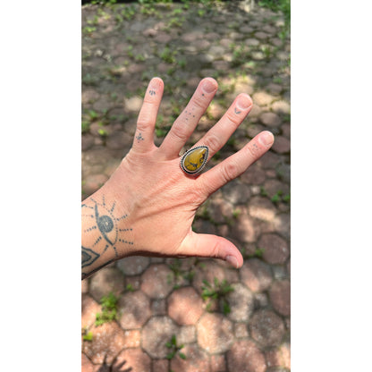 LEON RING // Sterling Silver Teardrop Turquoise Ring (Size 9)