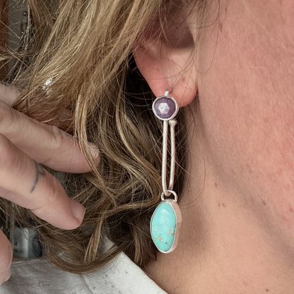Moab | Turquoise & Silky Sapphire Earrings
