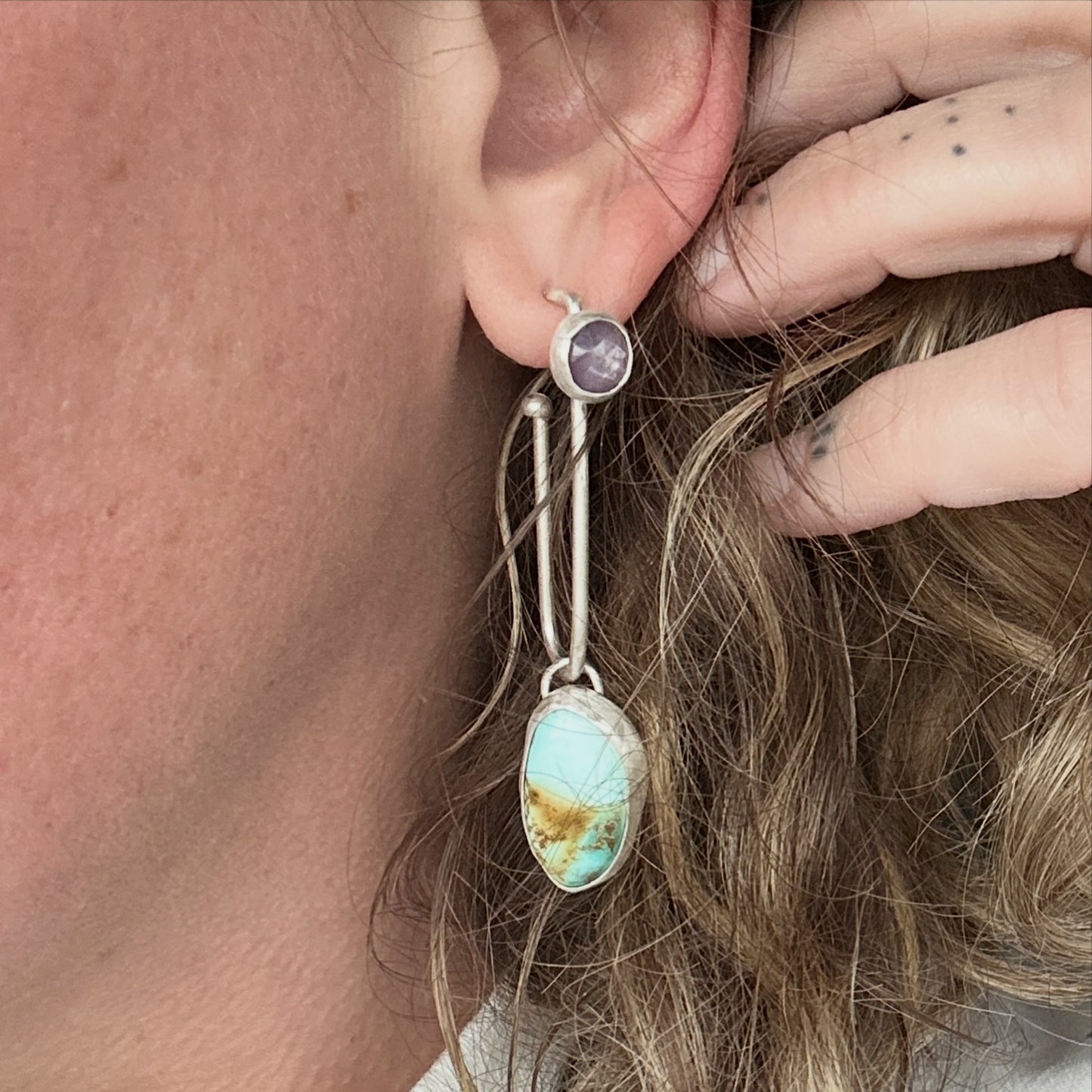 Moab | Turquoise & Silky Sapphire Earrings