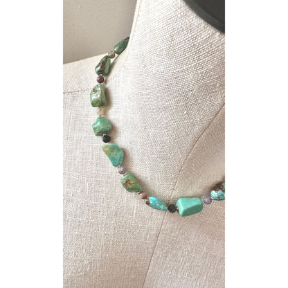 Midnight Bloom No. 1 | Turquoise &amp; Watermelon Tourmaline Necklace