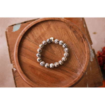 Cash Stacking Bracelet | 10mm Dalmatian Jasper Gemstone Bracelet